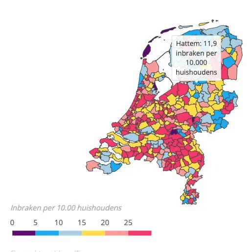 Aantal inbraken Hattem zomer 2020